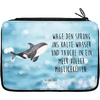 Mr. & Mrs. Panda Federmappe Orca - Oceanblue - Geschenk, Bleistiftetui, Arbeit, Meer, Stifteetui, Stifte Etui, Möglichkeiten, Federmäppchen, Mäppchen, Orcas, Wal