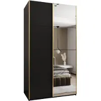 MEBLE KRYSPOL LUX 3 Schrank - 245,5x130x64cm - Schwarz, Schwarz, Gold