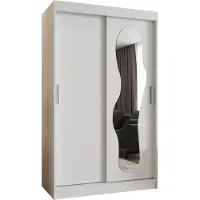 MEBLE KRYSPOL ULTRA 120 Kleiderschrank mit zwei Schiebetüren für Schlafzimmer – moderner Aufbewahrungsschrank mit Kleiderstange und Regalen – 120x200x62cm - Mattweiß