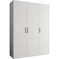 MEBLE KRYSPOL Schrank 150x202x52 cm mit Kleiderstange, 3xTür, BARI, Weiß, Griff Silber