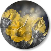 DEQORI Glasuhr Ø50 cm Römisch 'Blüten des Roseneibisch' Wanduhr Glas Uhr Design leise