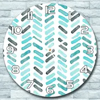 Coloray Wanduhr aus Glas Rund fi 30 Fischgrätenmuster Quarz Deko Wohnzimmer Büro