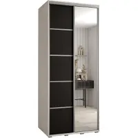MEBLE KRYSPOL Davos 5 Schrank, zwei Türen - 235,2x100x60 cm - Weiß Schwarz Silber