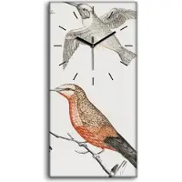 Coloray Dekor Leinwand Uhr Wandbilder Quarz 30x60 Zeichnen Tiere Vögel Zweige Kunst - schwarze Hände