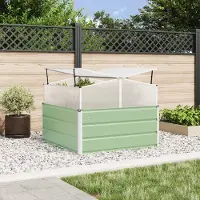 vidaXL "Schlussverkauf" Pflanzkübel im Garten - 1 pc - Blumenbeet/Gartenbeet - Pastellgrün 100x100x77 cm Verzinkter Stahl C13583