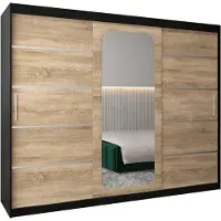 MEBLE KRYSPOL Promo 2250 Schlafzimmerschrank drei Schiebetüren - Mattschwarz + Sonoma