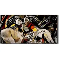 Coloray Wanduhr Leinwand Bild Uhr Quarz 60x30 Alte Skulptur altgriechischen Kubismus - schwarze Hände