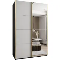 MEBLE KRYSPOL LUX 3 Schrank - 245,5x160x64cm - Schwarz, Weiß, Gold