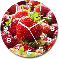 Tulup Wanduhr aus Glas 30fi Glasbild Glasuhr Gehärtetes Glas - weisse-zeiger - strawberries