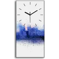 Coloray Küche Wohnzimmer Wand Leinwand Uhr 30x60 Abstrakte Stadt Gebäude Aquarellfarbe - schwarze Hände
