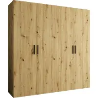 MEBLE KRYSPOL Schrank 200x202x52 cm mit Kleiderstange, 4xTür, BARI, Artisan-Eiche, Griff Schwarz