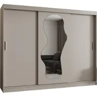 MEBLE KRYSPOL ULTRA 250 Kleiderschrank mit drei Schiebetüren für Schlafzimmer – moderner Aufbewahrungsschrank mit Kleiderstange und Regalen – 250x200x62cm - Kaschmir