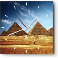 ARTTOR Wanduhr - Quadrat - Glasuhr - Pyramide Wüste Sand - 40x40cm - Schleichendes Uhrwerk - Lautlos - zum Aufhängen bereit - Dekoration Modern - Wanddekoration aus Glas - C3AC40x40-0211