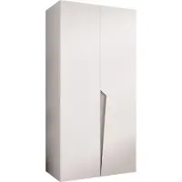 MEBLE KRYSPOL Schrank 100x202x52 cm mit Kleiderstange, 2xTür, PIANO, Weiß, Griff Kaschmir
