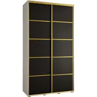 MEBLE KRYSPOL Davos 4 Schrank, zwei Türen - 235,2x130x45 cm - Weiß Schwarz Gold