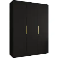 MEBLE KRYSPOL , Kleiderschrank, Schrank 150 cmx202x52, Schwarz, Gold