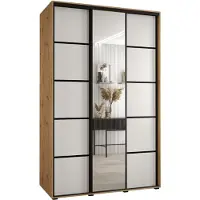 MEBLE KRYSPOL Cannes 5 Schrank mit 3 Schiebetüren - 205,2x150x60 cm - Artisan Weiß Schwarz