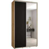 MEBLE KRYSPOL Davos 3 Schrank, zwei Türen - 235,2x140x45 cm - Artisan Schwarz Silber