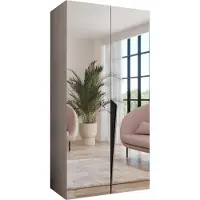 MEBLE KRYSPOL Schrank 100x202x52 cm mit Kleiderstange & Spiegel, 2xTür, PIANO, Kaschmir, Griff Schwarz
