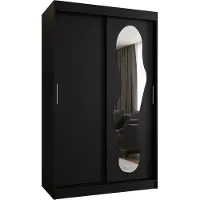 MEBLE KRYSPOL ULTRA 120 Kleiderschrank mit zwei Schiebetüren für Schlafzimmer – moderner Aufbewahrungsschrank mit Kleiderstange und Regalen – 120x200x62cm - Mattschwarz