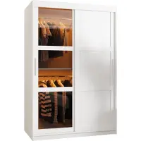 MEBLE KRYSPOL DOME 3 Zweitüriger Schrank, 200x120x62cm - Weiß, Weiß, Silber