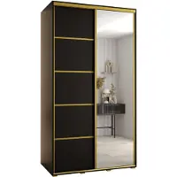 MEBLE KRYSPOL Davos 5 Schrank, zwei Türen - 235,2x130x60 cm - Schwarz Schwarz Gold