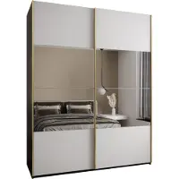 MEBLE KRYSPOL LUX 4 Schrank - 245,5x200x64cm - Schwarz, Weiß, Gold
