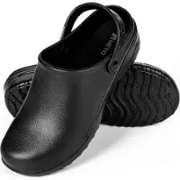 HEYO Gartenschuhe Clogs Uni Gartenclogs Damen Herren Geschlossen Leicht Hausschuhe Pantoletten Schwarz 36