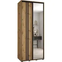 MEBLE KRYSPOL Cannes 7 Schrank mit 2 Schiebetüren - 205,2x140x45 cm - Schwarz Schwarz Silber