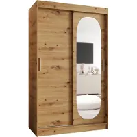 MEBLE KRYSPOL ROYAL 120 Kleiderschrank mit zwei Schiebetüren für Schlafzimmer – moderner Aufbewahrungsschrank mit Kleiderstange und Regalen – 120x200x62cm - Artisan