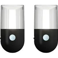 Northpoint LED Nachtlicht mit Dämmerungssensor & Bewegungsmelder, Up&Down Licht für Steckdose 2er-Set Zylinder-Schwarz