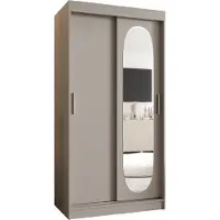 MEBLE KRYSPOL ROYAL 100 Schlafzimmerschrank mit zwei Schiebetüren – moderner Aufbewahrungsschrank mit Kleiderstange und Regalen – 100x200x62cm - Kaschmir