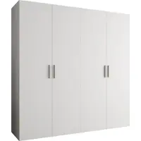 MEBLE KRYSPOL Schrank 200x202x52 cm mit Kleiderstange, 4xTür, BARI, Weiß, Griff Silber