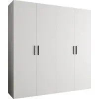 MEBLE KRYSPOL Schrank 200x202x52 cm mit Kleiderstange, 4xTür, BARI, Weiß, Griff Schwarz