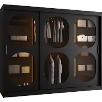 MEBLE KRYSPOL Kleiderschrank mit Glas 250 x 200 x 62 cm BAHRAJN 2, Schwarz