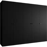MEBLE KRYSPOL Schrank 250x202x52 cm mit Kleiderstange, 5xTür, PARMA, Schwarz, Griff Schwarz