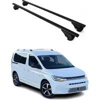 Omtec Dachträger Grundtäger für VW Caddy 2020-2025 75kg Metall Schwarz 2 tlg
