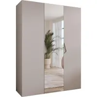 MEBLE KRYSPOL Schrank 150x202x52 cm mit Kleiderstange & Spiegel, 3xTür, SANDI, Kaschmir, Griff Kaschmir