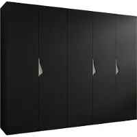 MEBLE KRYSPOL Schrank 250x202x52 cm mit Kleiderstange, 5xTür, SANDI, Schwarz, Griff Kaschmir