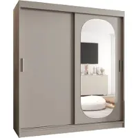 MEBLE KRYSPOL ROYAL 180 Kleiderschrank mit zwei Schiebetüren für Schlafzimmer – moderner Aufbewahrungsschrank mit Kleiderstange und Regalen – 180x200x62cm - Kaschmir