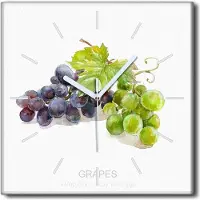 Coloray Uhr auf Leinwand 30x30 cm Wand Uhr Dekoration Wohnzimmer Segeltuch weiße Zeiger -Weinfruchtblätter