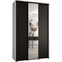 MEBLE KRYSPOL Cannes 3 Schrank mit 3 Schiebetüren - 205,2x150x45 cm - Weiß Schwarz Schwarz