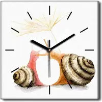 Coloray Uhr auf Leinwand 30x30 cm Wand Uhr Dekoration Wohnzimmer Segeltuch schwarze Hände -Aquarellschnecken.
