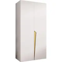 MEBLE KRYSPOL Schrank 100x202x52 cm mit Kleiderstange, 2xTür, PIANO, Weiß, Griff Gold