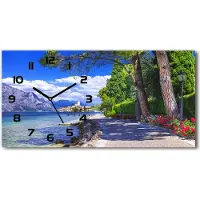 Tulup Wanduhr aus Glas – 60x30 cm - Glasbild - Glasuhr - Gehärtetes Glas - schwarze-zeiger - Nord Italien