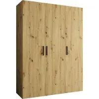 MEBLE KRYSPOL Schrank 150x202x52 cm mit Kleiderstange, 3xTür, BARI, Artisan-Eiche, Griff Schwarz