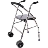 WOHNSTIL Faltbarer Gehwagen, Leichter Rollator, Höhenverstellbar Senioren Gehhilfe, Stabiler Gehstuhl, Rutschfest Pflegehilfe, 2-Rad Modell