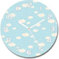 Tulup Wanduhr aus Glas 30fi Glasbild Glasuhr Gehärtetes Glas - weisse-zeiger - cloud