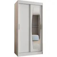 MEBLE KRYSPOL Kryspol - Kleiderschrank mit Spiegel, 100 cmx200x62cm, 2 Tür, ROSSA 100, Weiß