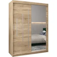MEBLE KRYSPOL Kleiderschrank, Schiebetürenschrank Schlafzimmer, Schrank mit Spiegel YORK 2 150 cm